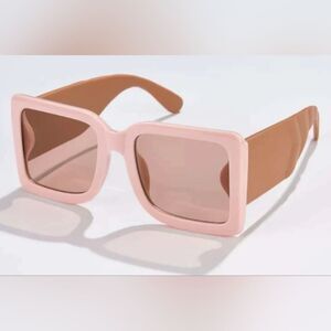 NWOT Shein Pink & Tan Sunglasses, Case, & Cleaning Cloth